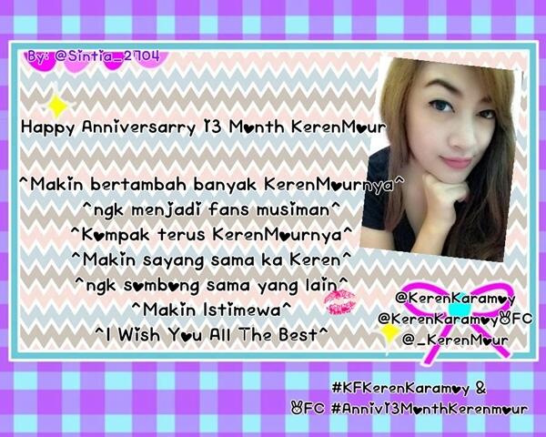 Sintia_2704's tweet photo. Bismillah, semoga menang :) @KerenKaramoyOFC @_KerenMour @KerenKaramoy #KFKerenKaramoy&amp;OFC #Anniv13MonthKerenmour http://t.co/u5sXbntnZs