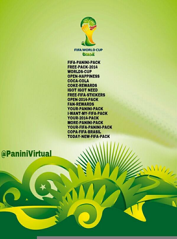 PaniniVirtual's tweet photo. ¡ESTOS SON LOS 17 CODIGOS PUBLICADOS HASTA EL MOMENTO! #FIFAPaniniCode #PaniniVirtual #PaniniCode #AlbumMundialPanini http://t.co/YlSQUyxaLk