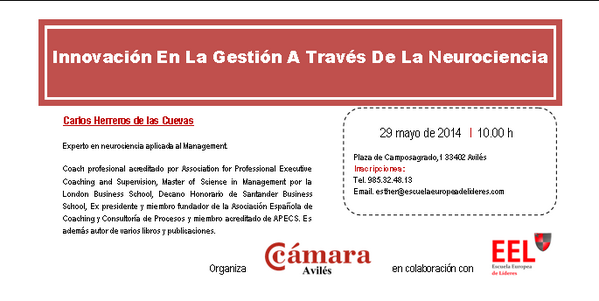 AICM_coaching's tweet photo. Nueva ocasión de asistir a la conferencia "Innovación en la Gestión a través de la #Neurociencia aplicada" en Avilés http://t.co/En7DSXFHdb