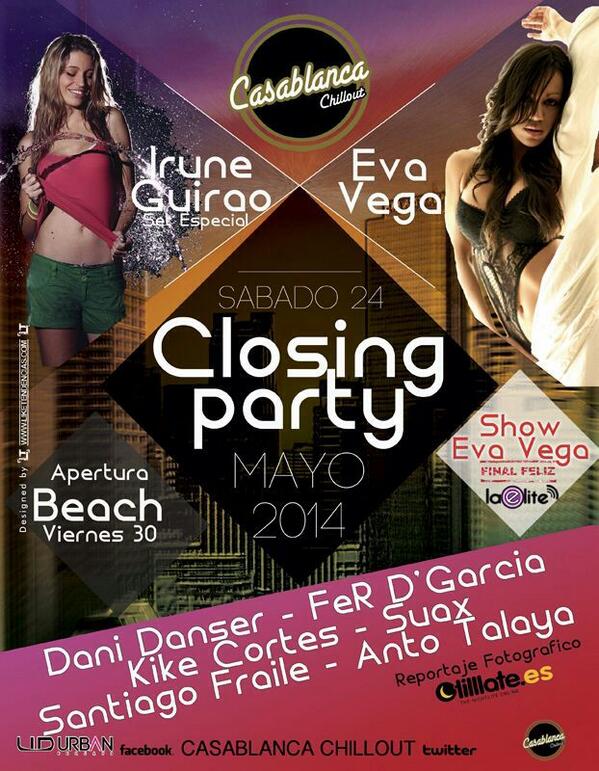 CasablancaBeach's tweet photo. Empieza La Cuenta Atras !!! Closing Party @casablancachill !!! Este Sabado 24. 
RT SORTEO DE ENTRADA JUEVES!
RT
RT http://t.co/0SmEkl8aI6