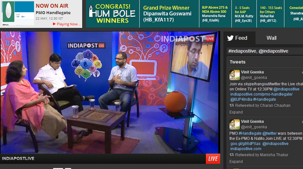 vinitgoenka's tweet image. Today on @indiapostlive during discussion on #Handlegate .