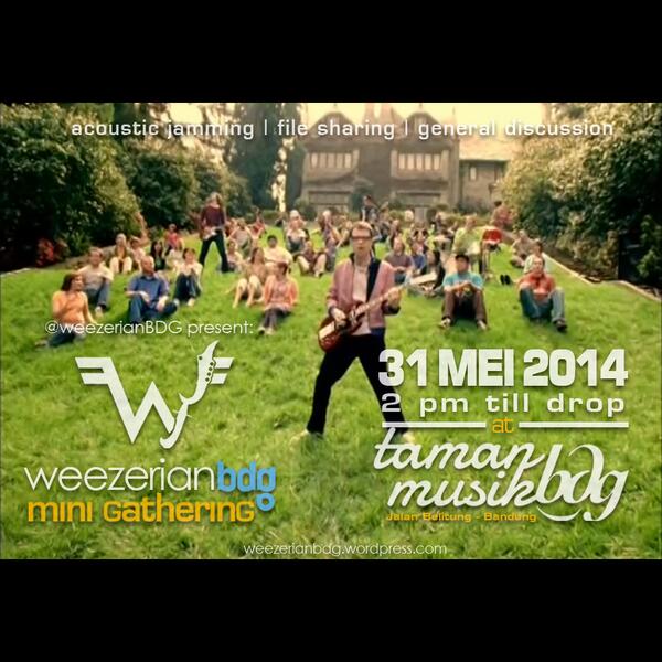 gosipnya bkl ada tmn2 <a href="/starwickmusic/">Starwick Music</a> @ukeba_ &amp; <a href="/swingingfriends/">Mocca's Friendsclub</a> meramaikan gath fans <a href="/Weezer/">weezer</a> #bandung sabtu besok