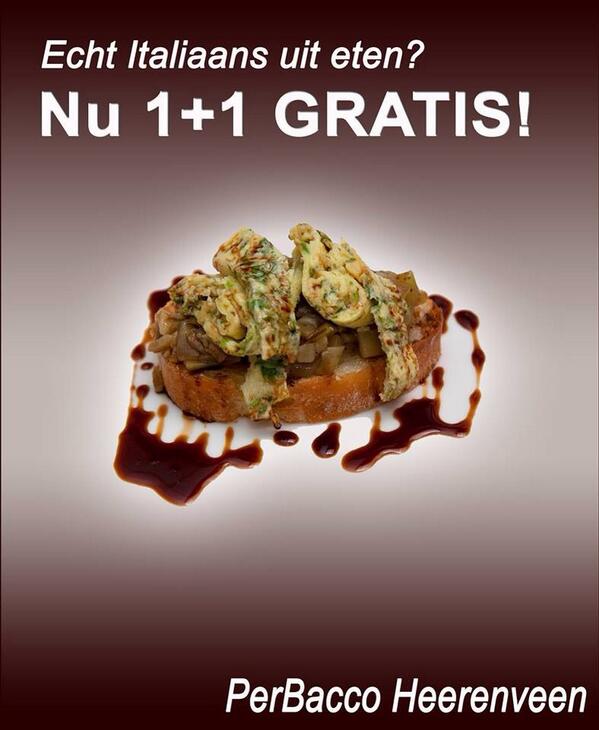 #gratis lunchen of dineren bij PerBacco kijk op perbacco.nl