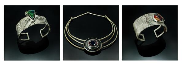 New product shots featuring the work of local metals artist, Noel Leicht #stl #metal #fordite