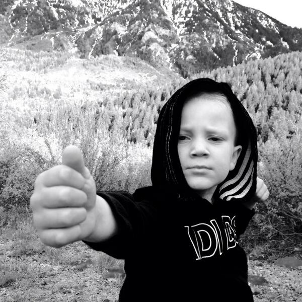 kdubarchery's tweet photo. My son Logan pretending to #bowhunt on our last adventure. http://t.co/v4T81rShAB