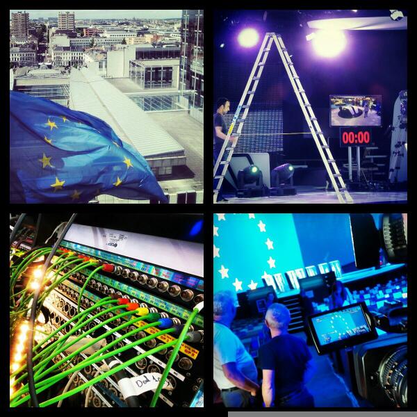 Europarl_Photo's tweet photo. Backstage of the #EP2014 elections night: Live on 25 May from the #europeanparliament in # Brussels http://t.co/gJ7R9hrxGk