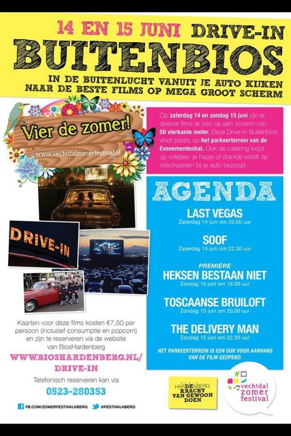 Kans maken op 2 vrijkaarten voor de Drive-in #Buitenbios op 14 en 15 juni in #Hardenberg? Retweet dit bericht!