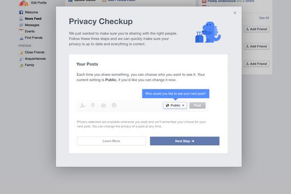 WSJTech's tweet photo. Facebook won't automatically set new members' posts to "public" anymore. Now it is "friends."  http://t.co/uhznCyXddi http://t.co/70jQQEhxCn