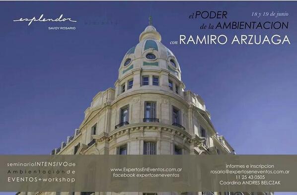 18 y 19 de junio <a href="/RamiroArzuaga/">Ramiro Arzuaga</a> presenta Seminario de Ambientación de Eventos en <a href="/esplendorsavoy/">Esplendor Savoy</a>