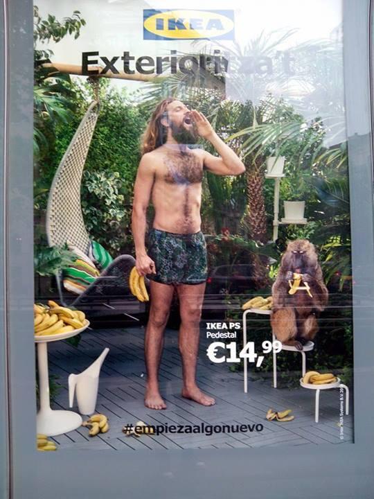 ADnimalsfree's tweet photo. @IKEA_Spain aún no conoces las gravísimas implicaciones del uso de primates en #publicidad? http://t.co/DVa9lPCdjv http://t.co/uXBQ72H4Mk
