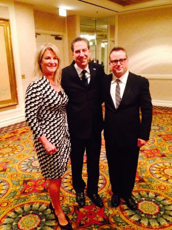 . <a href="/FESmagazine/">Foodservice Equipment & Supplies</a>'s Maureen Slocum and Chef Paul Kahan (right) with Middleby's Selim Bassoul.