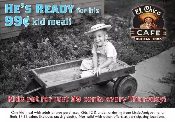 ChicoHuntsville's tweet photo. 99 cent kids meals today! http://t.co/rg25486lQ8