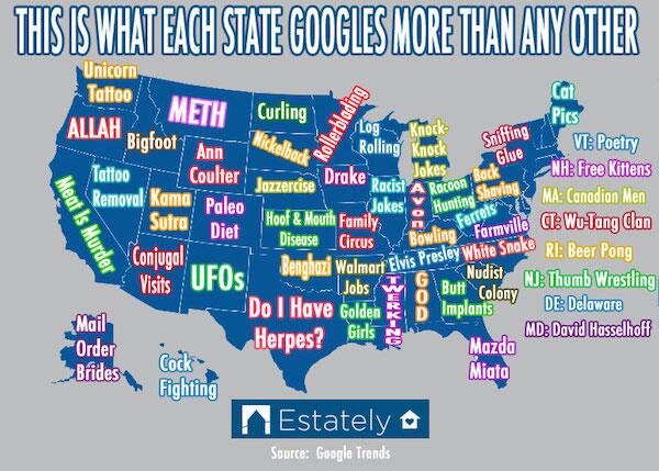 EliteDaily's tweet image. The most Googled terms per state will leave you questioning your neighbors: elitedai.ly/1n5X1Sy