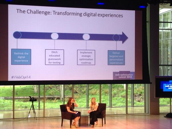 emilyemmer's tweet photo. Testing and optimization allow you to rethink the digital experience. @s_e_pasini #WebOpt14 http://t.co/K77xH6Py2b