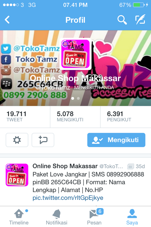 Buruan Follow <a href="/TokoTamz/">Online Shop Makassar Toko Tamz</a> | Aksesoris Cewek di Makassar | Harga Murah | Ready Stock | Gratis Jasa Ongkir Makasssar