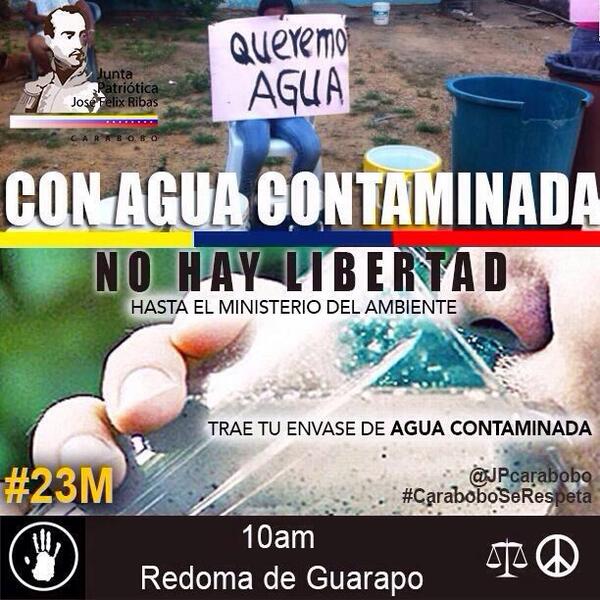 jpcarabobo's tweet photo. #23M Hidrocentro nos envenena con su agua contaminada. Vamos juntos al Min del ambiente 10 AM Redoma De Guaparo http://t.co/53VKNneEhX