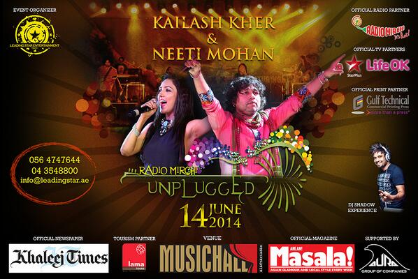 leadingstarem's tweet image. We are now live... @RadioMirchiUAE @Kailashkher @neetimohan18 @LifeOKTV @DJShadowDubai @MasalaMagazine