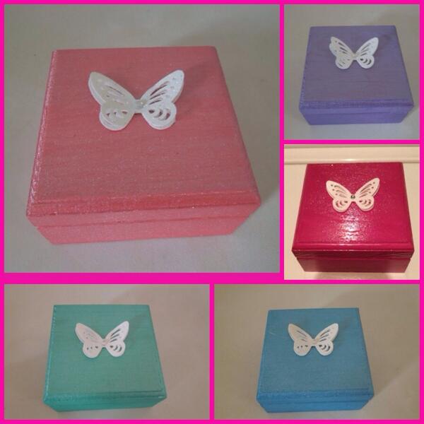 Trinket boxes, available in hot pink, pale pink, purple, green and blue, 3d white glitter butterfly on top 
£4 each