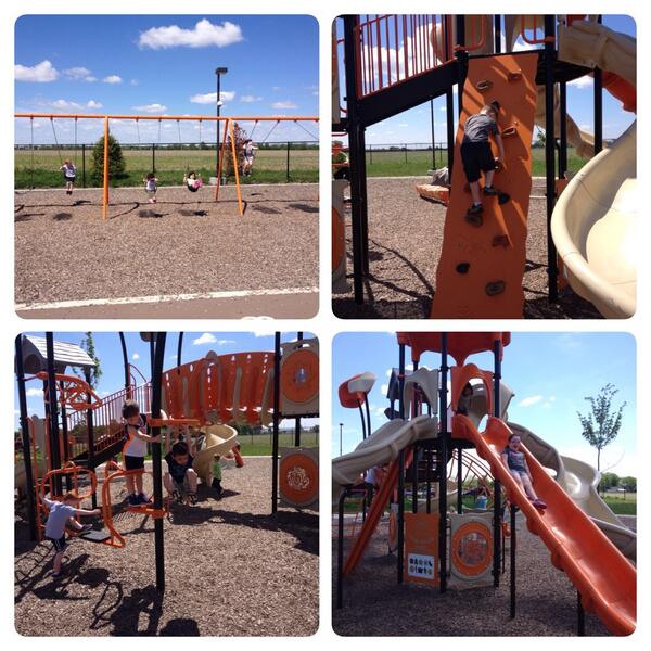 saraboerst's tweet photo. Preschoolers playing on the "big kid" playground! Year=made!🎉 #otsegoknights #finally http://t.co/7DoaRLYiIi