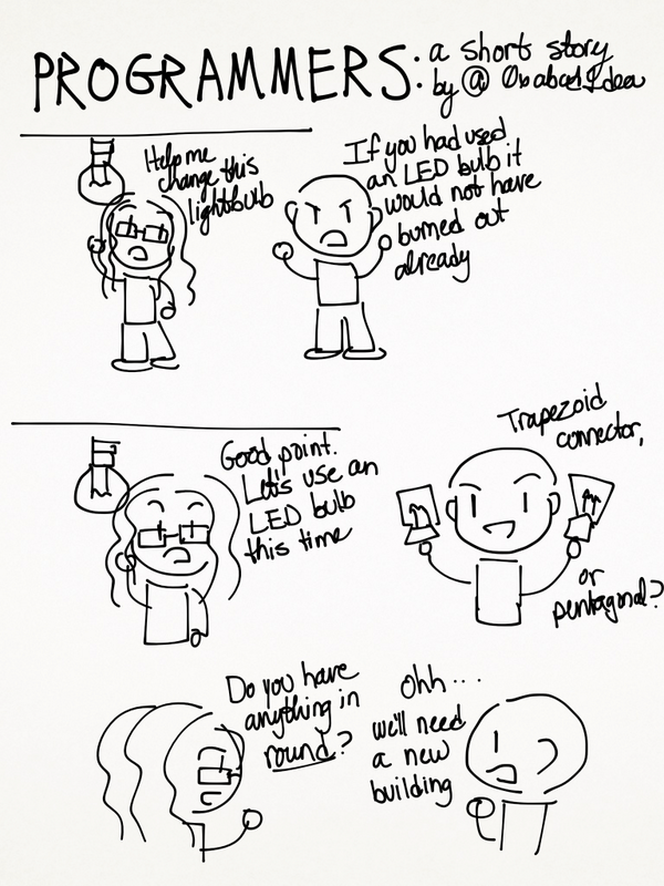 0xabad1dea's tweet photo. Programmers: a short story (high quality: http://t.co/2H8JT49H23 ) http://t.co/ewu6phQxb8