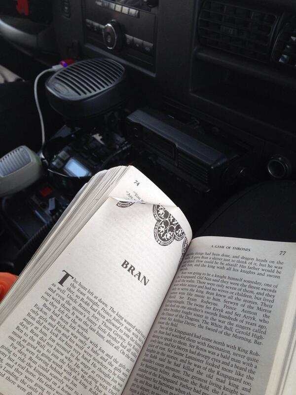 Cheeburglar's tweet image. Pulled over on the side of the freeway in the ambulance, waiting for a row truck. #booktime #paidtoread
