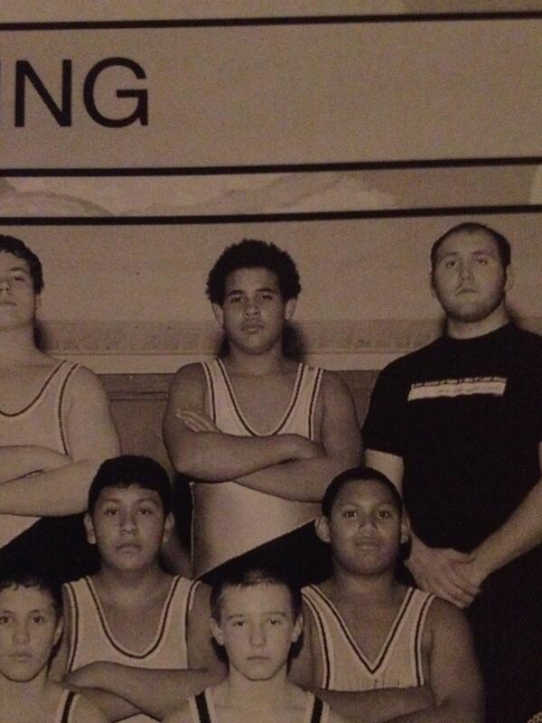 ELSalmonella's tweet image. Tbt to @TheBlackShrek and his middle school wrestling days #dathair