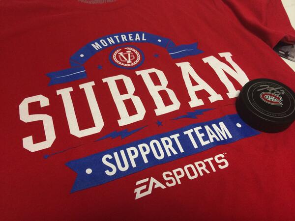 CanadiensMTL's tweet photo. CONTEST! If we get over 3K RT on this, we'll give one person an exclusive #NHL15Subban T-shirt and a signed puck! http://t.co/OgwzjXa30J