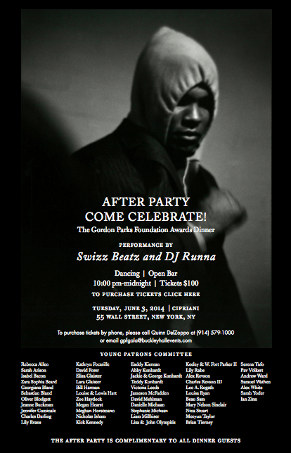 Join us for the after party with <a href="/therealswizzz/">SWIZZ BEATZ</a> and <a href="/THEREALDJRUNNA/">DJ Runna</a>! #gpfgala2014