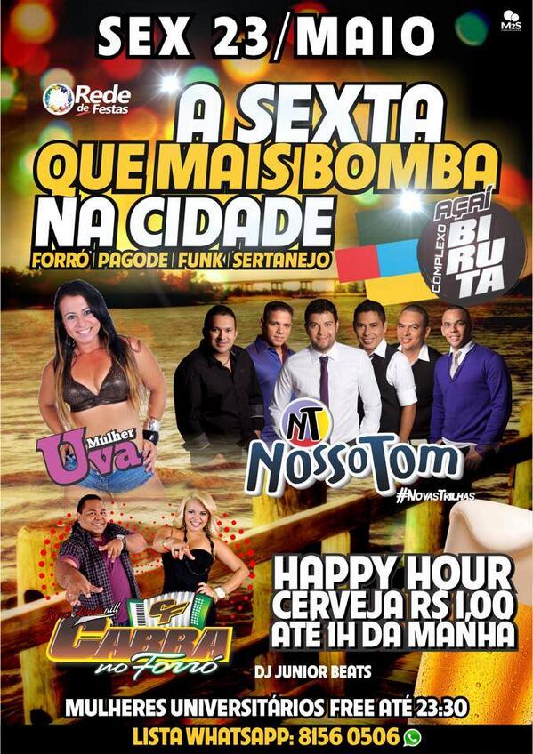 AcaiBiruta's tweet photo. Pra quem gosta de estilos populares como Sertanejo, Forró, Funk e Pagode, a Sexta Biruta vem recheada de atrações. http://t.co/P2Bs0VVKmJ