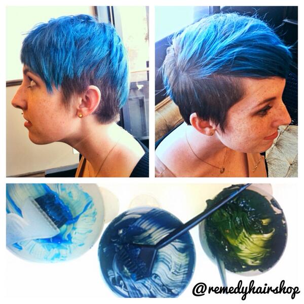 RemedyHairShop's tweet photo. A true blue 'do by Taryn using @davines color! #sustainablebeauty #bluehairdontcare http://t.co/HhJwgQkjia