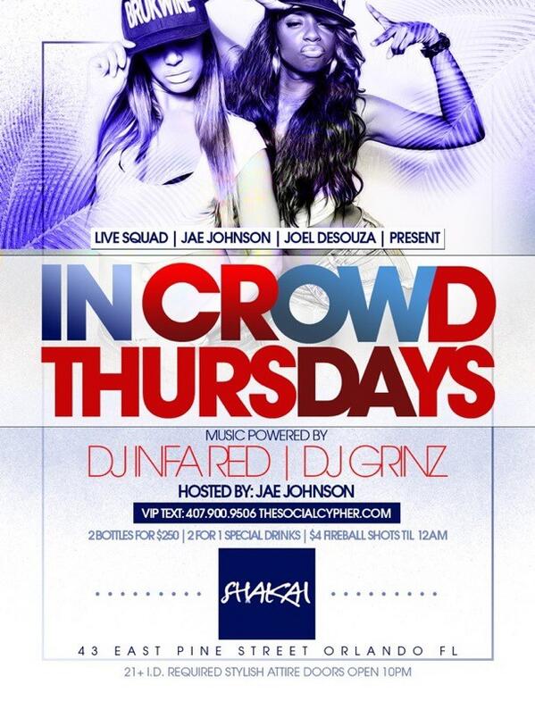 djGrinz's tweet photo. Tonight the only place to party is at Shakai for In crowd Thursdays !!! Music by guest Dj @djarsonist and myself http://t.co/PcorcFDLfW
