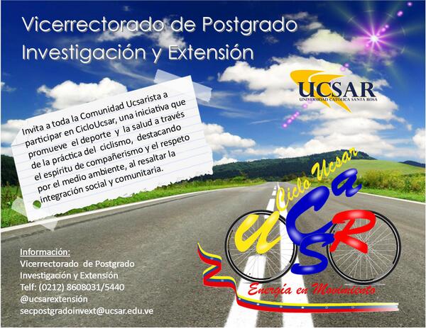 ucsardigital's tweet photo. Participa en la CicloUCSAR, resaltemos la integración social y comunitaria, http://t.co/ip7xFJsI9m
