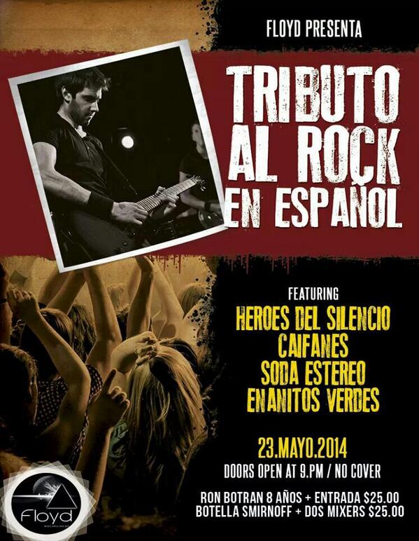 FLOYDbargrill's tweet photo. Este viernes prepárate para escuchar lo mejor del rock en español. http://t.co/VERF5xhaBk
