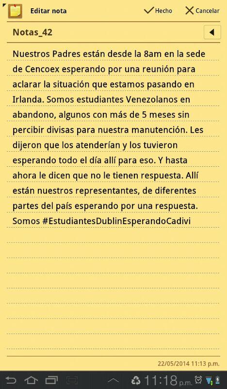 taymagg's tweet photo. "@mirandaleonor: @aporrea @la_iguanatv @WisamAbouHarb @AleFleming #EstudiantesDublinEsperandoCadivi @MagdaGibelli http://t.co/mjq5E2sSzQ"