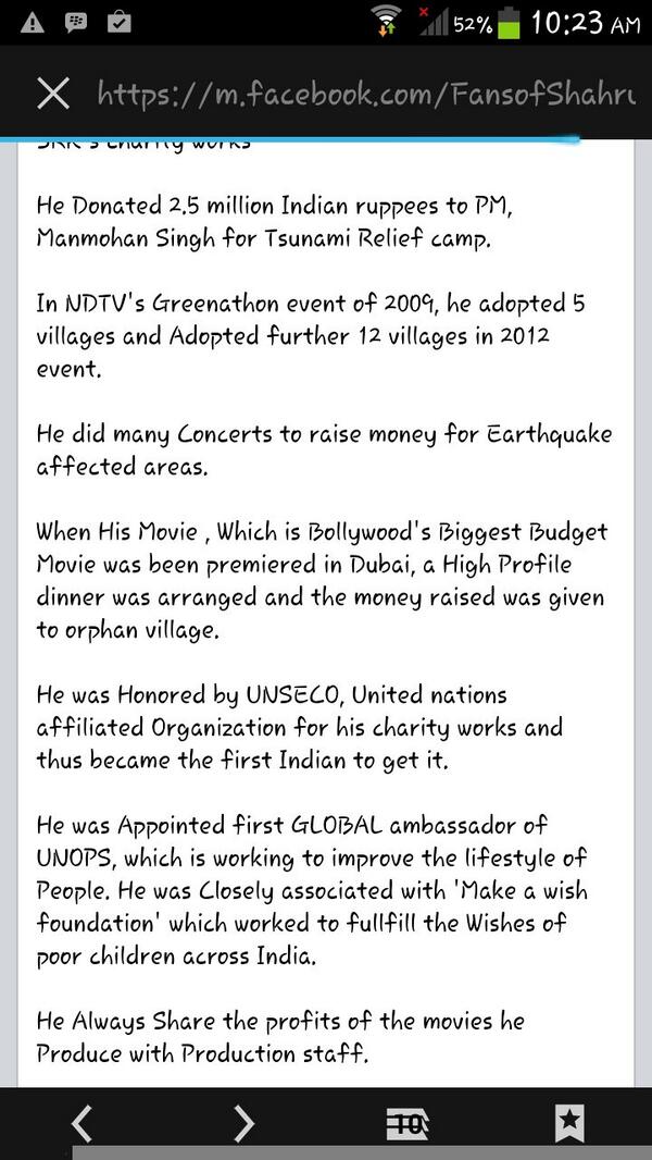 iamsyna7x's tweet photo. @iamsrk he's rich frm heart too!
SRK has donated 18 crore to cancer cell of Aims and has not even preached about it. http://t.co/pwZfW1iusT
