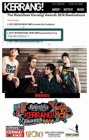 5SOSPHTEAM's tweet photo. Reminder that 5SOS are nominated for Best International Newcomer at Kerrang! Awards 2014! http://t.co/rMfIyJZn1w http://t.co/GM2JWO0euB