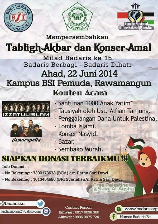 badarisku's tweet photo. 22 Juni 2014 di BSI Pemuda, Rawamangun.. bersama @InfoKNRP @asmavoice @IZIS_Nasyid
#15thBadarisBSI http://t.co/Me74Xpyzzi