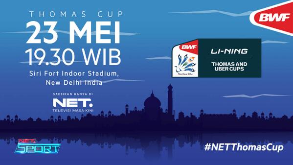 Saksikan pertandingan "Thomas Cup Indonesia vs Malaysia" malam ini LIVE pkl. 19.30 WIB hanya di NET. #NETThomasCup