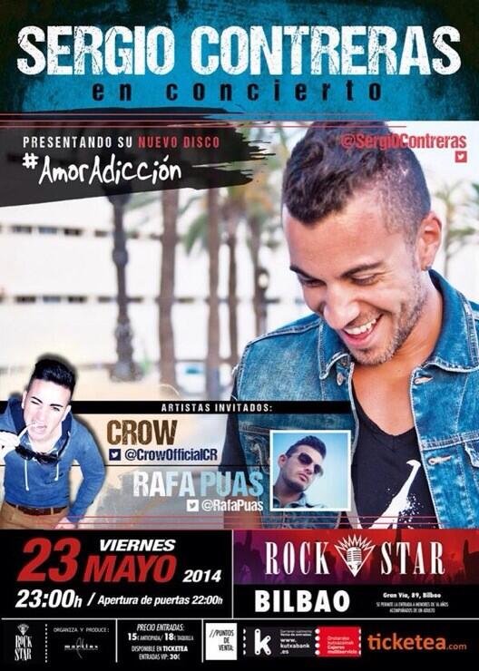 SContreras_FCO's tweet photo. Esta noche disfrutad de @Sergi0Contreras en Bilbao @SalaRockStar junto a @rafapuas y @CrowOfficialCR !! http://t.co/m0oZzpwFr7