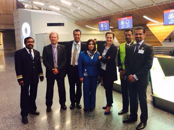 First @KLM flight from new Hamad International Airport has landed safely at @Schiphol.Thanks, Doha team @HIAQatar !