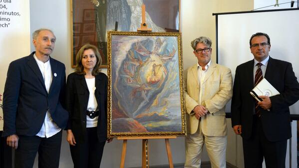NOS's tweet photo. Een schilderij dat ooit voor 150 euro werd gekocht in een Spaanse antiekzaak, blijk een echte Salvador Dalí te zijn: http://t.co/WN2S73II3E
