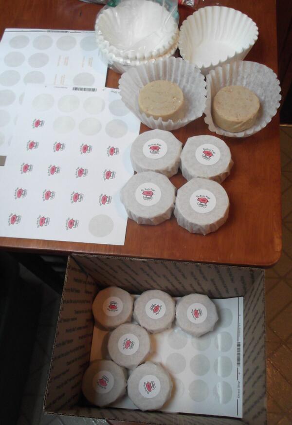 Wrapping bars of #HoneyOatmealSoap at The <a href="/PrettyPiggySoap/">Pretty Piggy Soap</a> Company.  Order yours today!  Happy Memorial Day vets!