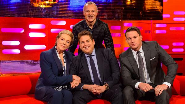 EdwinRops's tweet image. “@bbccouk: Joining @grahnort on : @JonahHill @channingtatum and the one and only Dame Julie Andrews http://t.co/IFFZtp0VwX”@pauldeleeuw1962