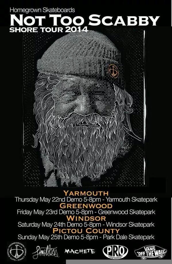 We are all over Nova Scotia this weekend on the Not Too Scabby Shore Tour! Skateboarding and punk rock...check it out