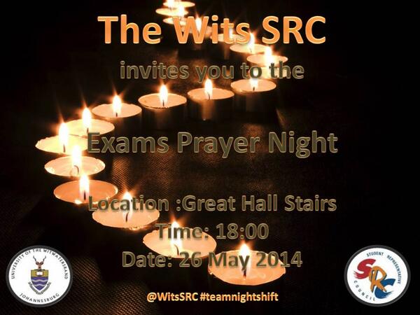 Thandoluhle_K's tweet photo. Join us this Monday for the Wits prayer night 6-7 #WitsSRC retweet guys!! http://t.co/5QsiEXPlHu