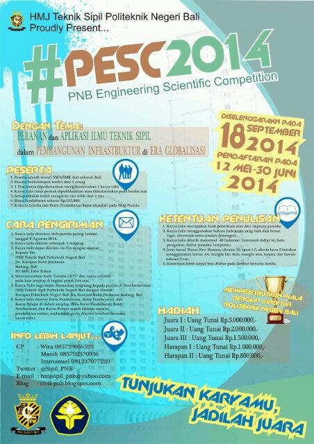 HMJ Teknik Sipil Politeknik Negeri Bali proudly present #PESC2014 yg akan diselenggarakan pada 18 september 2014