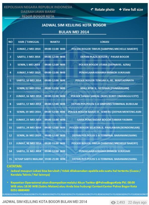 Jadwal SIM keliling di akhir bulan Mei, hayo hayo mari perpanjang SIM ^^