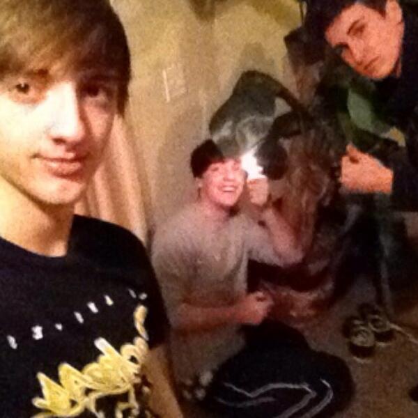 When Eric, Larry, and I were burning a fake plant in Logan's house😎🔥 #hedoesntknow