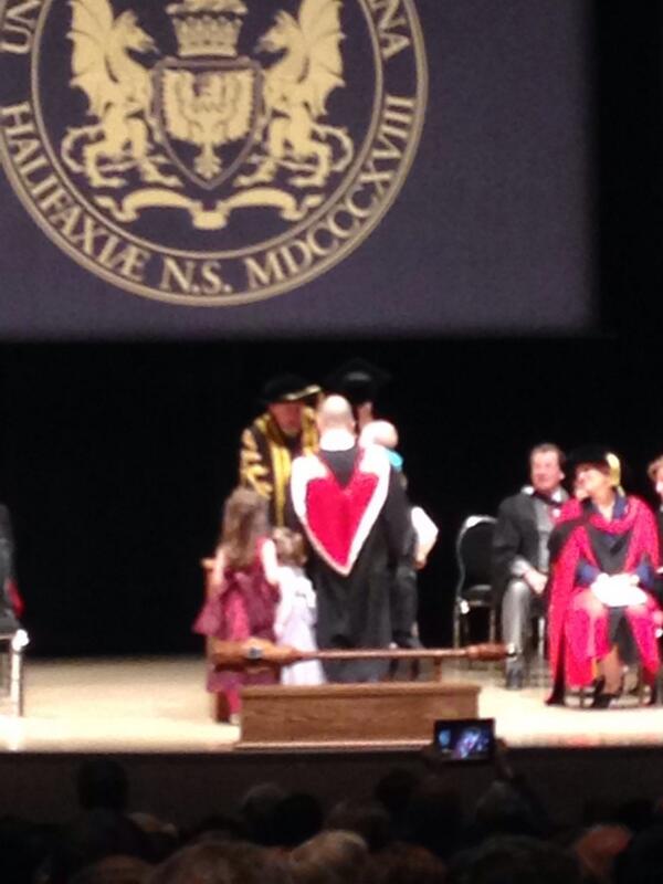 Mikechaisson's tweet image. This guy just graduated from Dalhousie Medical School and yes those are his 4 kids wow!! #Dalgrads #hero