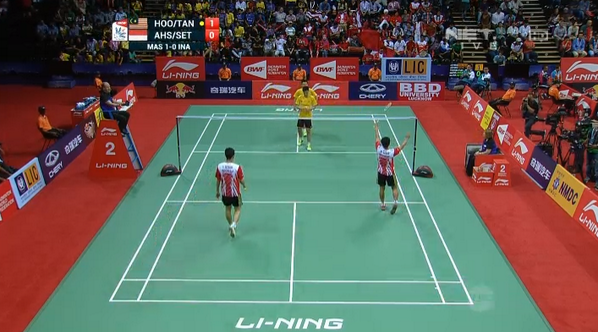 netmedia_info's tweet photo. Thomas Cup- Ahsan/Setiawan vs Tan/Hoon 2-4 #NETThomasCup, Go Ahsan Hendra !!! http://t.co/GsUN69nOyd